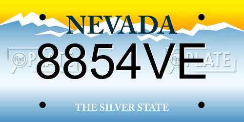 8854VE Nevada License Plate