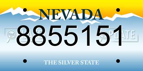 8855151 Nevada License Plate