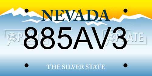 885AV3 Nevada License Plate