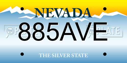 885AVE Nevada License Plate