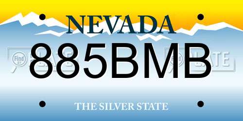 885BMB Nevada License Plate