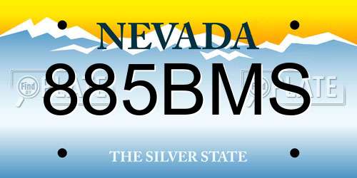 885BMS Nevada License Plate