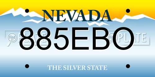 885EBO Nevada License Plate