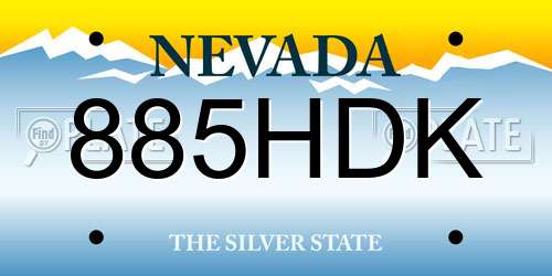 885HDK Nevada License Plate