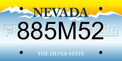 885M52 Nevada License Plate