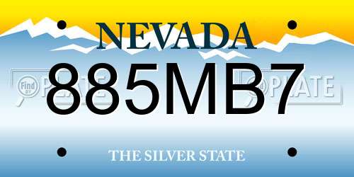 885MB7 Nevada License Plate