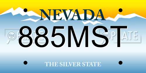 885MST Nevada License Plate