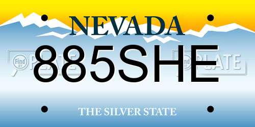885SHE Nevada License Plate