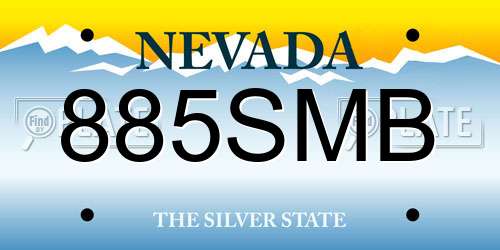 885SMB Nevada License Plate
