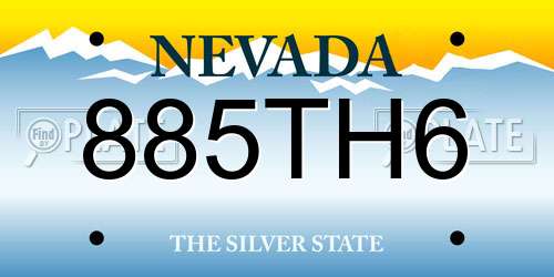 885TH6 Nevada License Plate