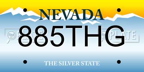 885THG Nevada License Plate