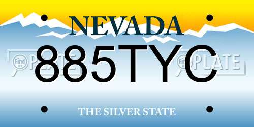 885TYC Nevada License Plate