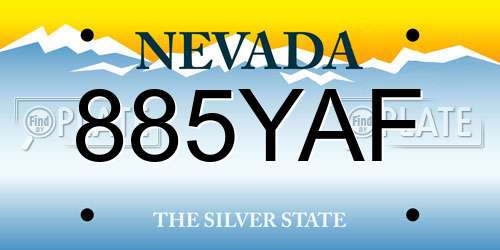 885YAF Nevada License Plate