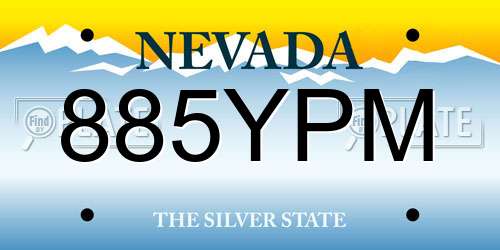 885YPM Nevada License Plate