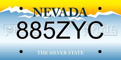 885ZYC Nevada License Plate