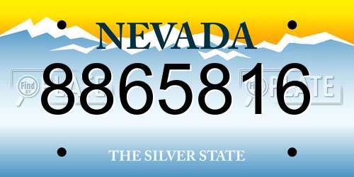 8865816 Nevada License Plate