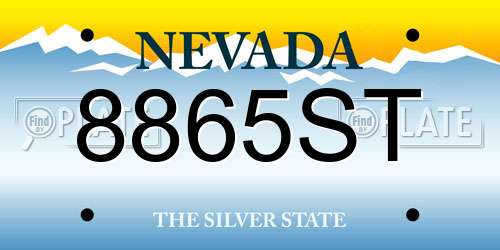 8865ST Nevada License Plate