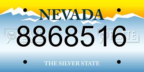 8868516 Nevada License Plate