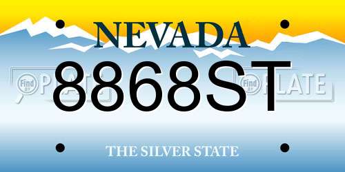 8868ST Nevada License Plate