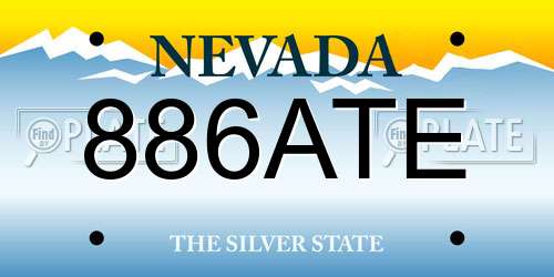886ATE Nevada License Plate