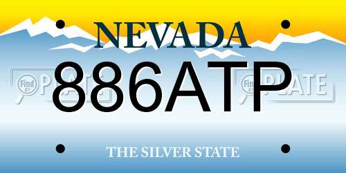 886ATP Nevada License Plate