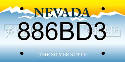886BD3 Nevada License Plate