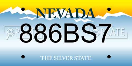 886BS7 Nevada License Plate