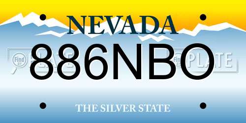 886NBO Nevada License Plate