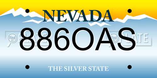 886OAS Nevada License Plate
