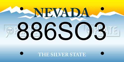 886SO3 Nevada License Plate