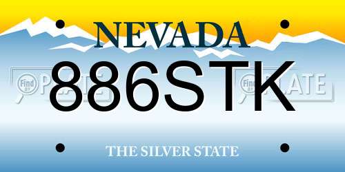 886STK Nevada License Plate