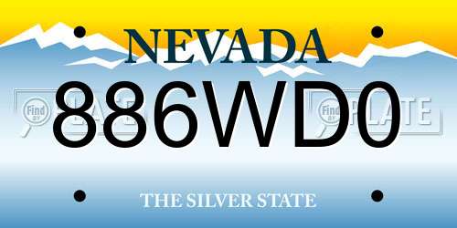 886WD0 Nevada License Plate
