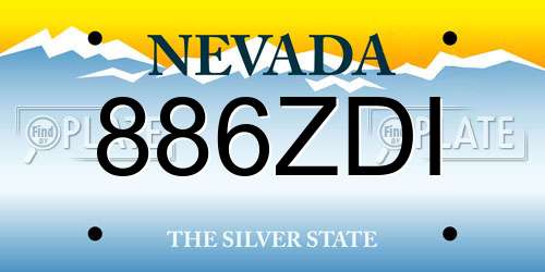 886ZDI Nevada License Plate