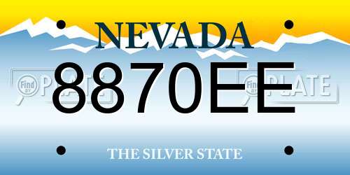 8870EE Nevada License Plate
