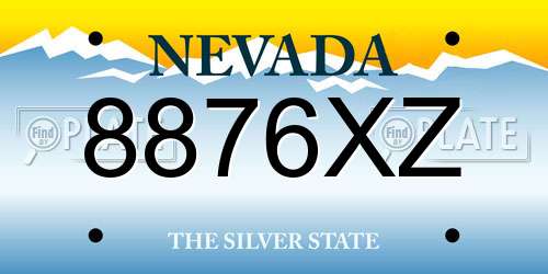 8876XZ Nevada License Plate