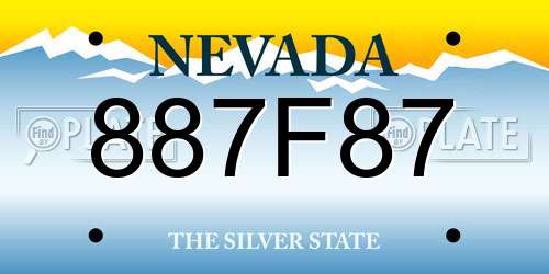 887F87 Nevada License Plate