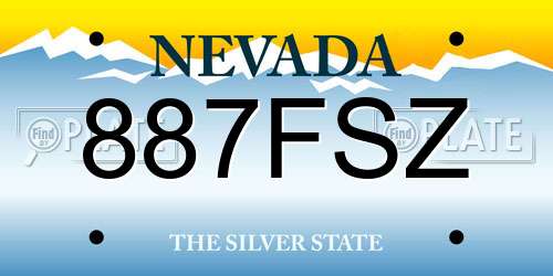 887FSZ Nevada License Plate
