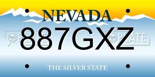 887GXZ Nevada License Plate