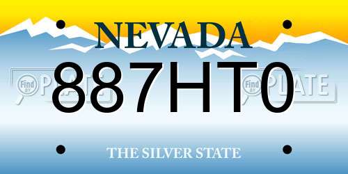 887HT0 Nevada License Plate