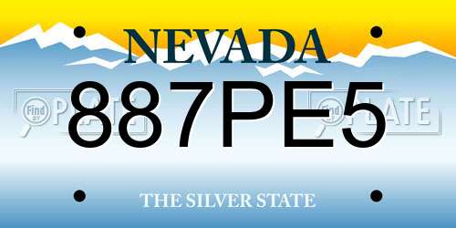 887PE5 Nevada License Plate