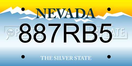 887RB5 Nevada License Plate