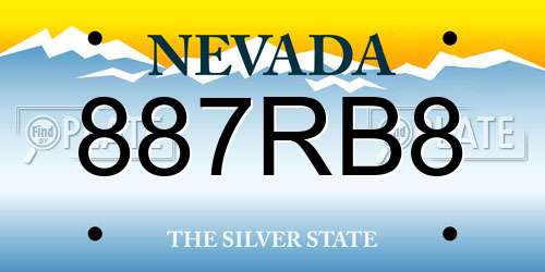 887RB8 Nevada License Plate
