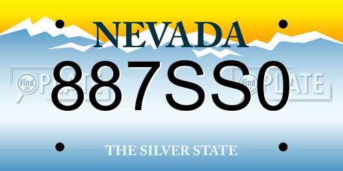 887SS0 Nevada License Plate