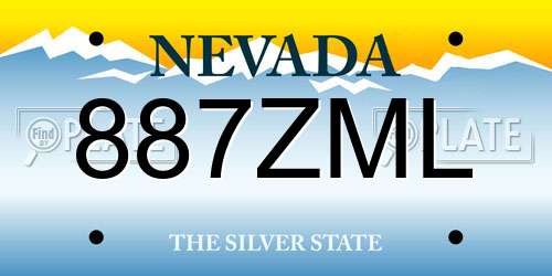 887ZML Nevada License Plate