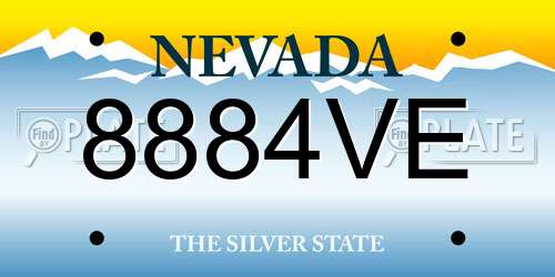 8884VE Nevada License Plate