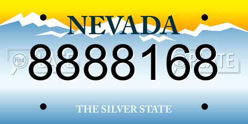 8888168 Nevada License Plate