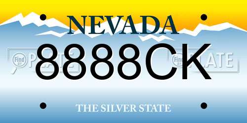 8888CK Nevada License Plate