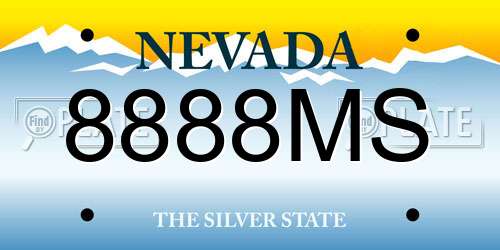 8888MS Nevada License Plate