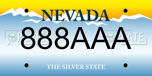 888AAA Nevada License Plate