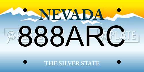 888ARC Nevada License Plate